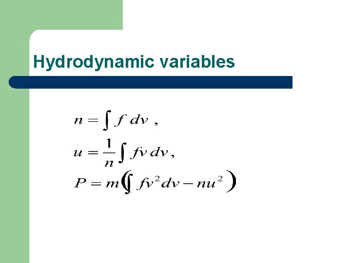 Hydrodynamic variables 