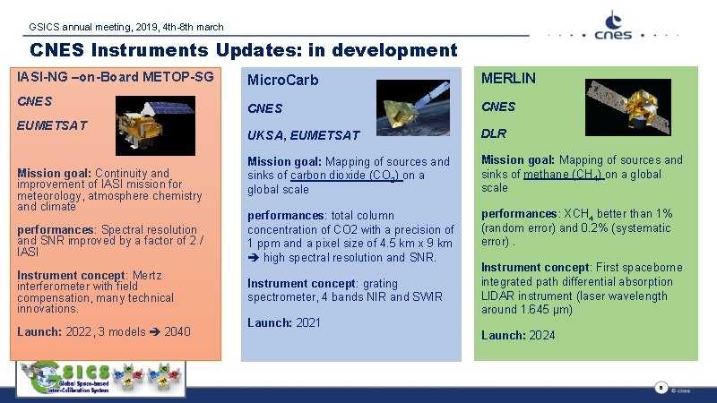GSICS annual meeting, 2019, 4 th-8 th march CNES Instruments Updates: in development IASI-NG