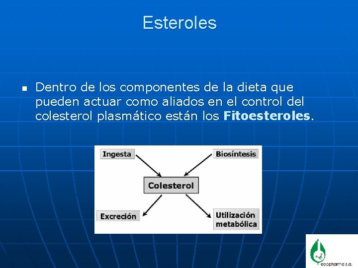 Esteroles n Dentro de los componentes de la dieta que pueden actuar como aliados