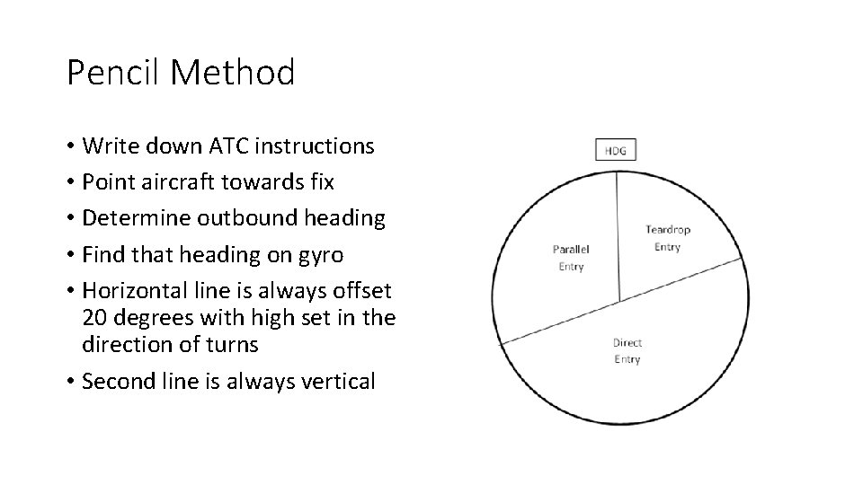 Pencil Method • Write down ATC instructions • Point aircraft towards fix • Determine