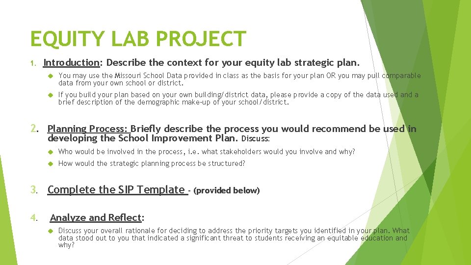 EQUITY LAB PROJECT 1. Introduction: Describe the context for your equity lab strategic plan.