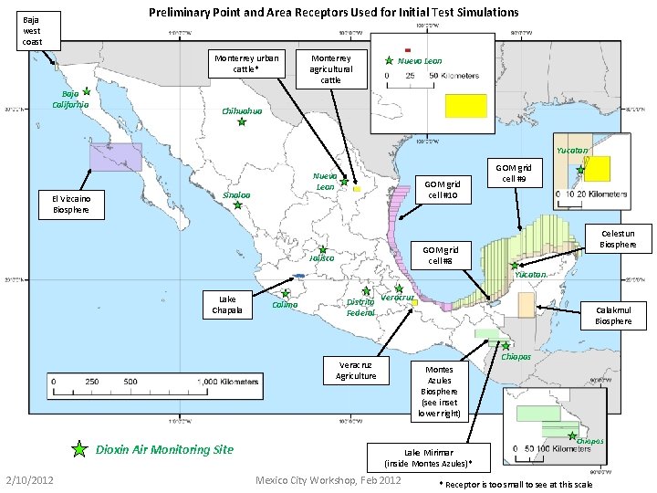 Preliminary Point and Area Receptors Used for Initial Test Simulations Baja west coast Monterrey