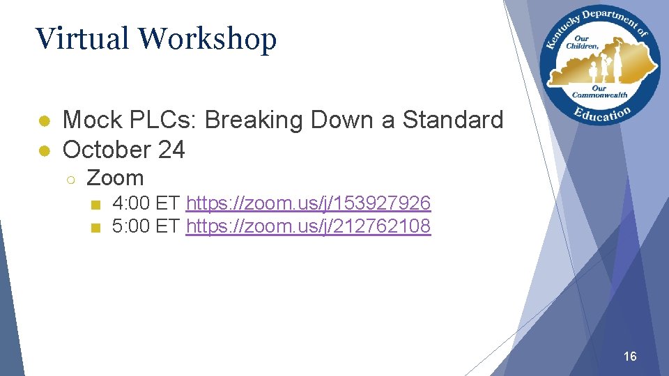 Virtual Workshop ● Mock PLCs: Breaking Down a Standard ● October 24 ○ Zoom