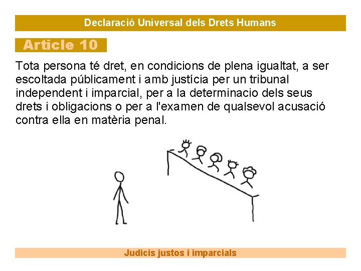 Declaració Universal dels Drets Humans Article 10 Tota persona té dret, en condicions de