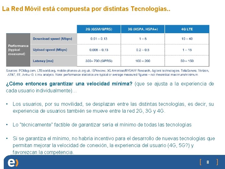 La Red Móvil está compuesta por distintas Tecnologías. . ¿Cómo entonces garantizar una velocidad