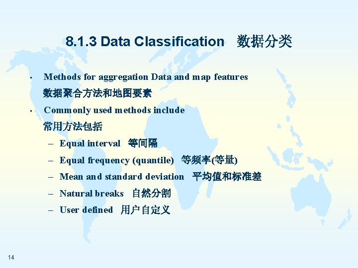 8. 1. 3 Data Classification 数据分类 • Methods for aggregation Data and map features