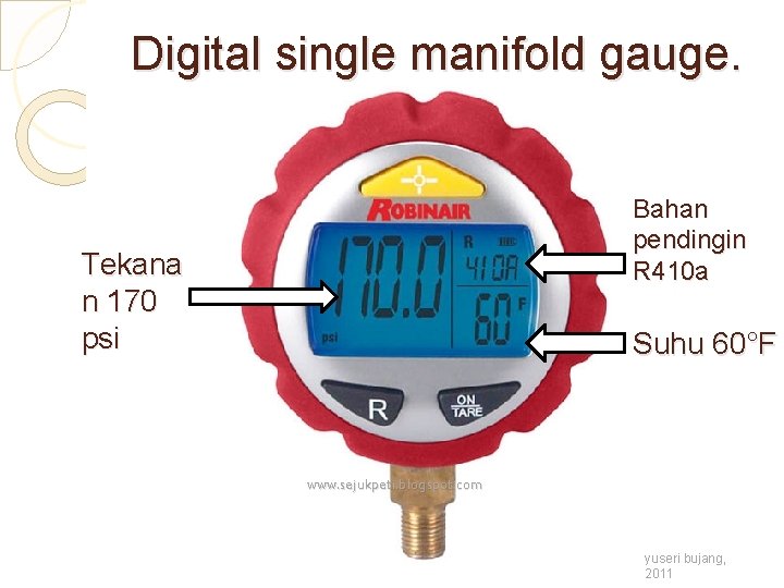 Digital single manifold gauge. Bahan pendingin R 410 a Tekana n 170 psi Suhu