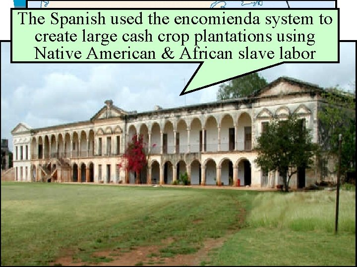 The Spanish used the encomienda system to Spanish Conquests & Colonies create large cash