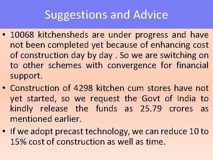 Suggestions and Advice • 10068 kitchensheds are under progress and have not been completed