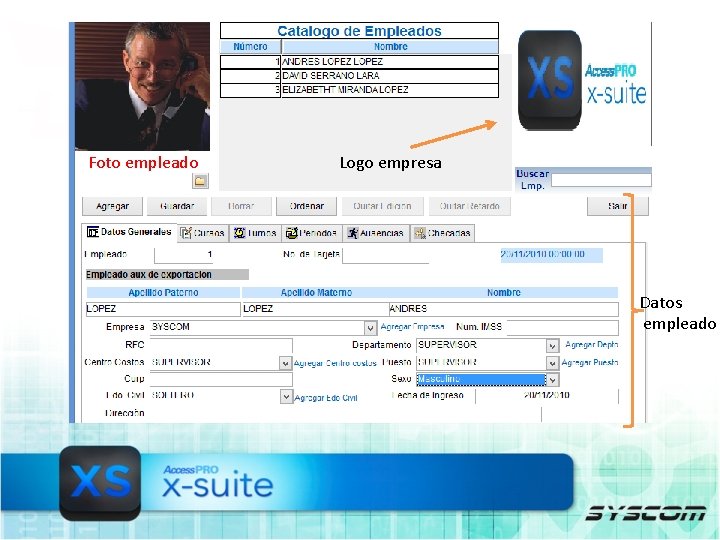 Foto empleado Logo empresa Datos empleado 