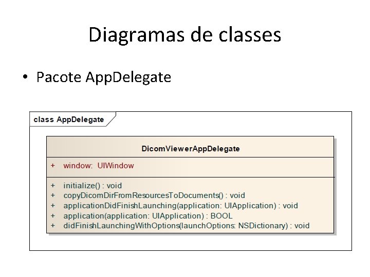Diagramas de classes • Pacote App. Delegate 