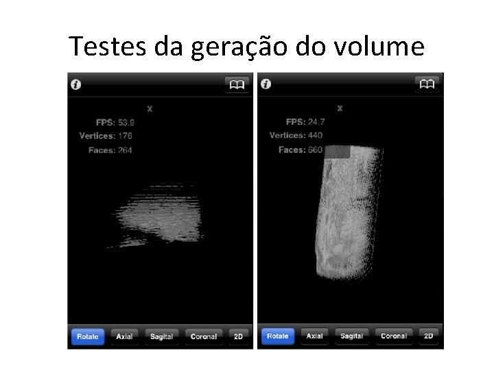 Testes da geração do volume 