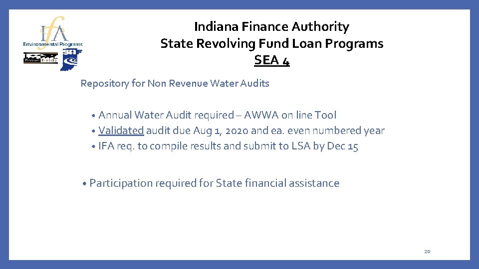 Indiana Finance Authority State Revolving Fund Loan Programs SEA 4 Repository for Non Revenue
