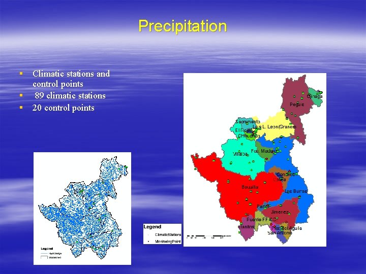 Precipitation § Climatic stations and control points § 89 climatic stations § 20 control