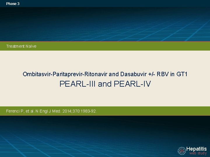 Phase 3 Treatment Naïve Ombitasvir-Paritaprevir-Ritonavir and Dasabuvir +/- RBV in GT 1 PEARL-III and