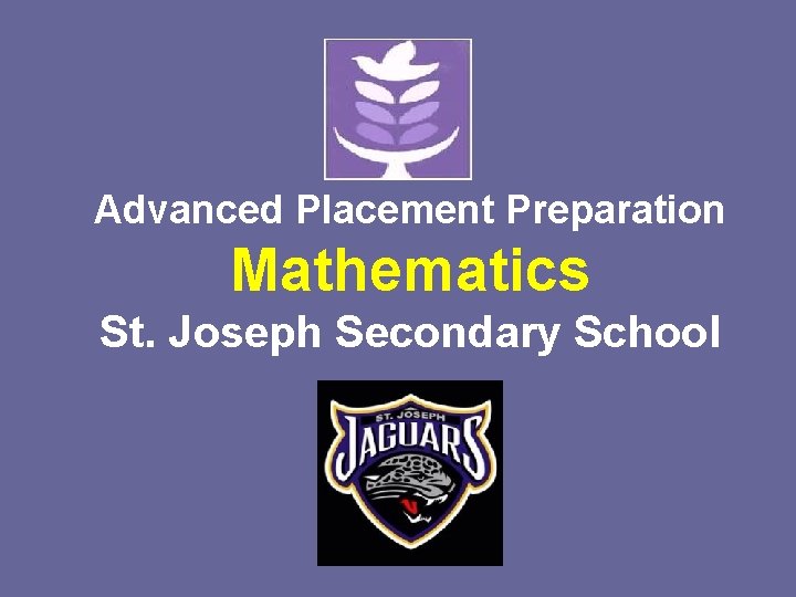 Advanced Placement Preparation Mathematics St. Joseph Secondary School 