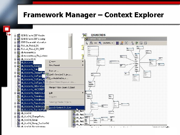 Framework Manager – Context Explorer - 38 - . 