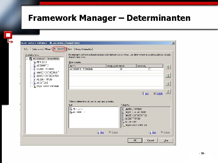 Framework Manager – Determinanten - 39 - . 