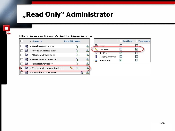 „Read Only“ Administrator - 58 - . 