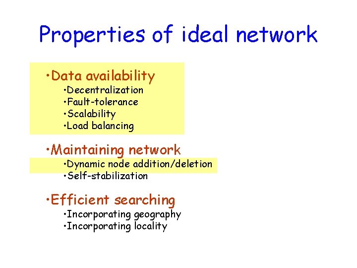 Properties of ideal network • Data availability • Decentralization • Fault-tolerance • Scalability •