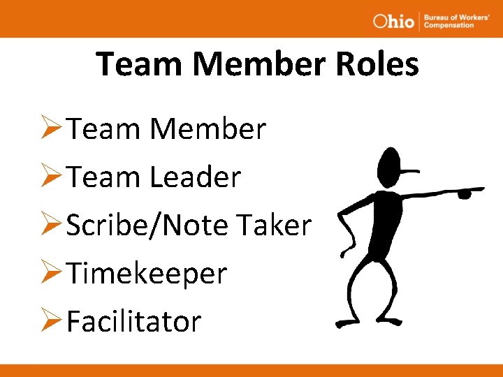 Team Member Roles ØTeam Member ØTeam Leader ØScribe/Note Taker ØTimekeeper ØFacilitator Team Member Roles ØTeam Member ØTeam Leader ØScribe/Note Taker ØTimekeeper ØFacilitator
