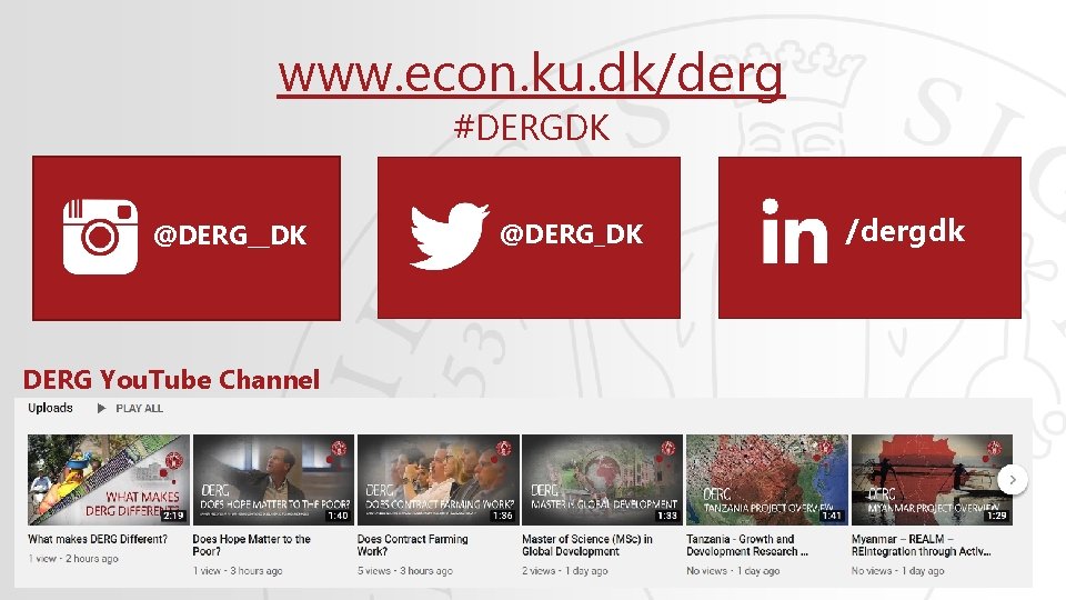 www. econ. ku. dk/derg #DERGDK @DERG__DK DERG You. Tube Channel @DERG_DK /dergdk 