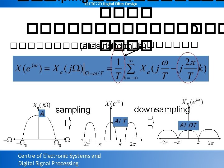 ��� sampling ����� D ����������� (aliasing formula) ���� EEET 0770 Digital Filter Design sampling