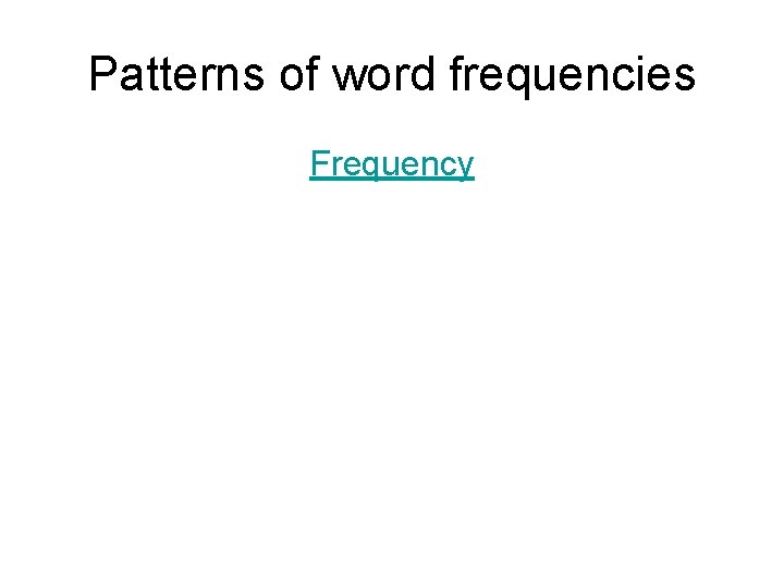 Patterns of word frequencies Frequency 