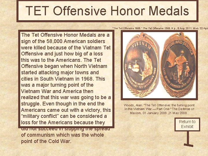 TET Offensive Honor Medals "The Tet Offensive 1968. " The Tet Offensive 1968. N.