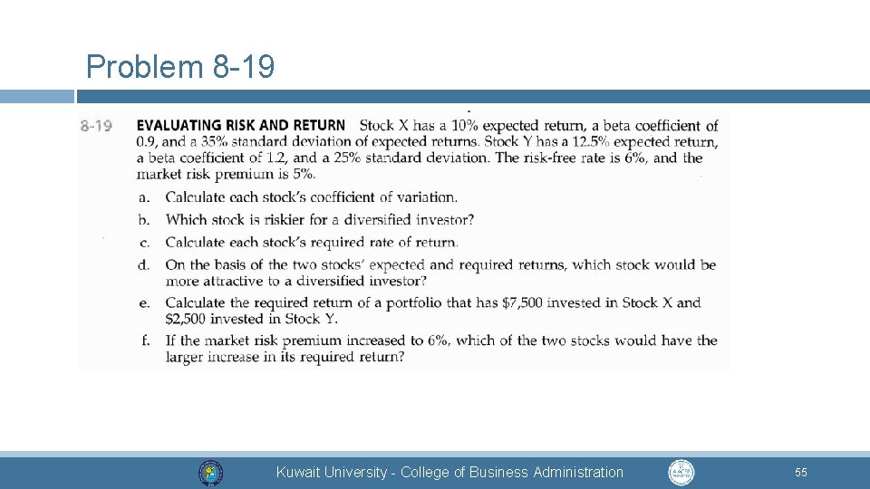 Problem 8 -19 Kuwait University - College of Business Administration 55 