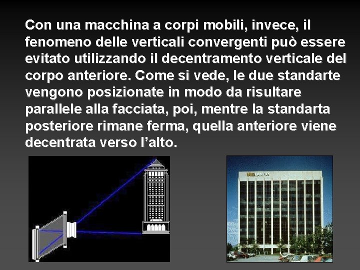 Con una macchina a corpi mobili, invece, il fenomeno delle verticali convergenti può essere