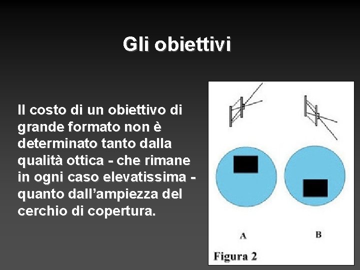 Gli obiettivi Il costo di un obiettivo di grande formato non è determinato tanto