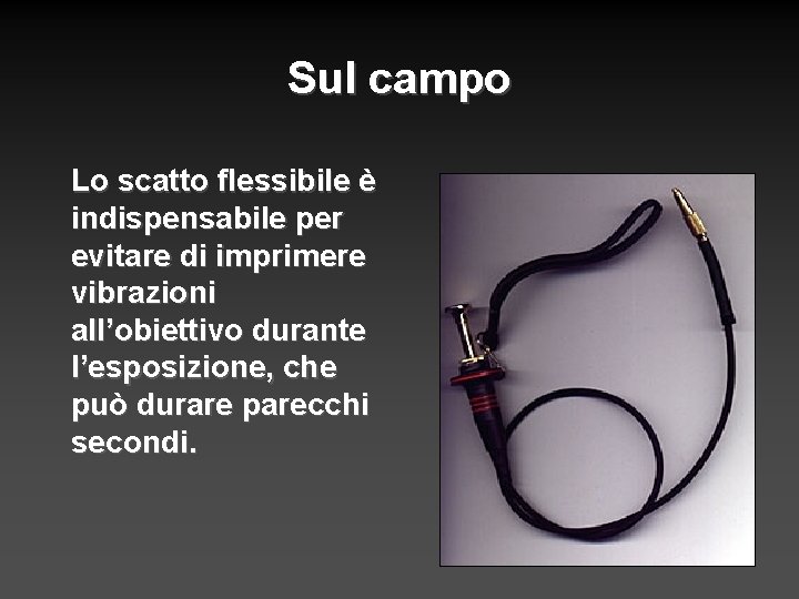 Sul campo Lo scatto flessibile è indispensabile per evitare di imprimere vibrazioni all’obiettivo durante