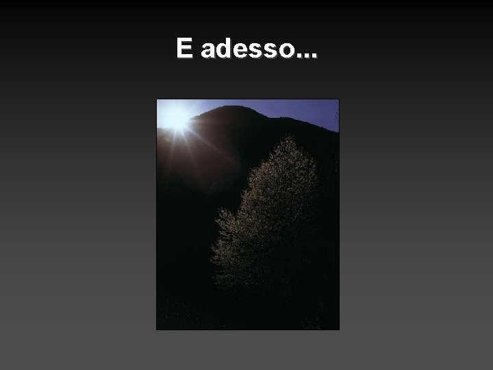 E adesso. . . 