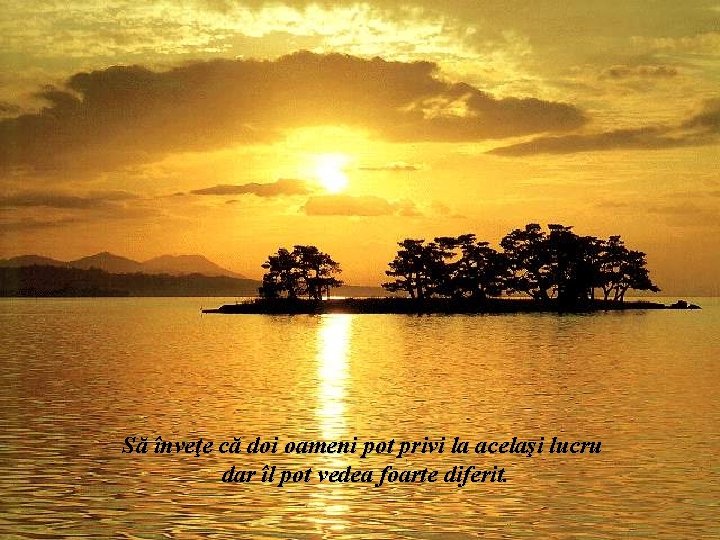 Să înveţe că doi oameni pot privi la acelaşi lucru dar îl pot vedea