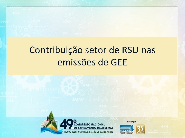 Contribuição setor de RSU nas emissões de GEE 