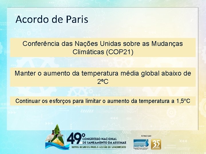 Acordo de Paris Conferência das Nações Unidas sobre as Mudanças Climáticas (COP 21) Manter