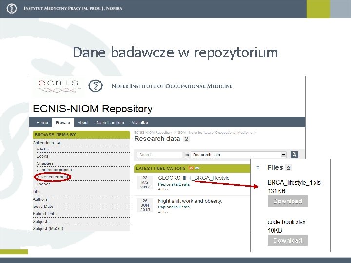 Dane badawcze w repozytorium Dane badawcze w repozytorium