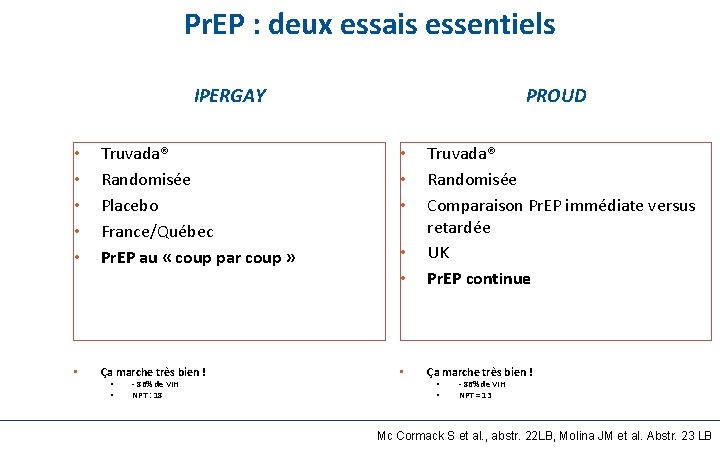 Pr. EP : deux essais essentiels IPERGAY 10 3 PROUD • • • Truvada®