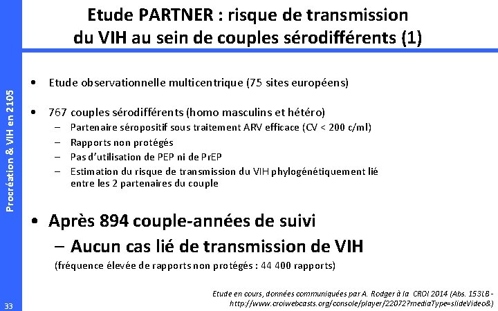 Etude PARTNER : risque de transmission du VIH au sein de couples sérodifférents (1)