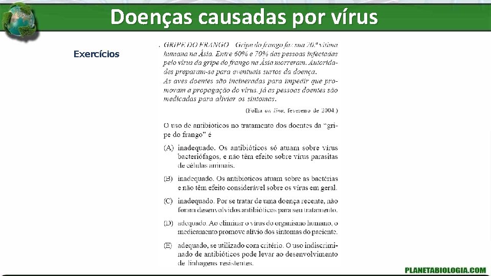 Doenças causadas por vírus Exercícios 