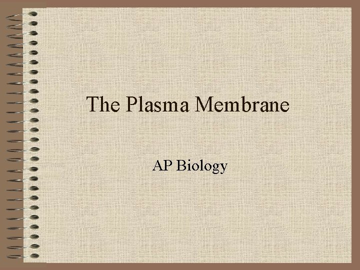 The Plasma Membrane AP Biology 
