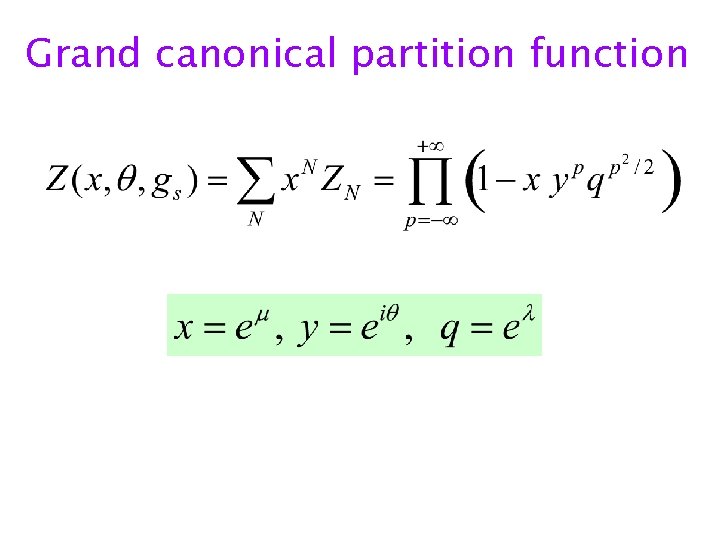 Grand canonical partition function 