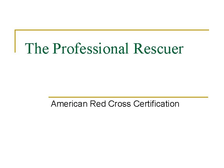 The Professional Rescuer American Red Cross Certification 