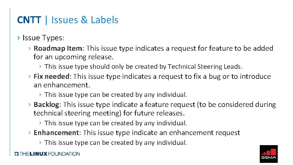 CNTT | Issues & Labels › Issue Types: › Roadmap Item: This issue type