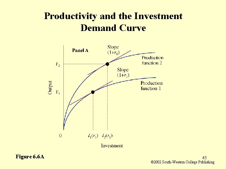 Productivity and the Investment Demand Curve Figure 6. 6 A 45 © 2002 South-Western