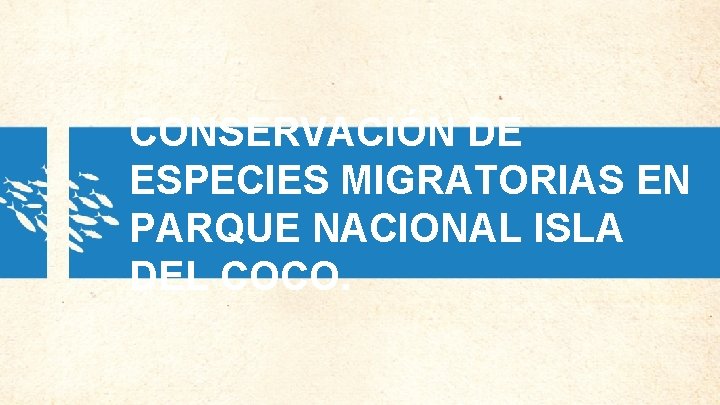 CONSERVACIÓN DE ESPECIES MIGRATORIAS EN PARQUE NACIONAL ISLA DEL COCO. 