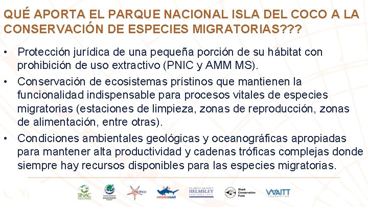 QUÉ APORTA EL PARQUE NACIONAL ISLA DEL COCO A LA CONSERVACIÓN DE ESPECIES MIGRATORIAS?