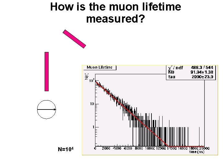 How is the muon lifetime measured? N=104 