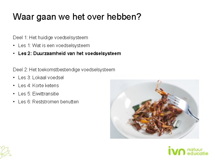 Waar gaan we het over hebben? Deel 1: Het huidige voedselsysteem • Les 1: